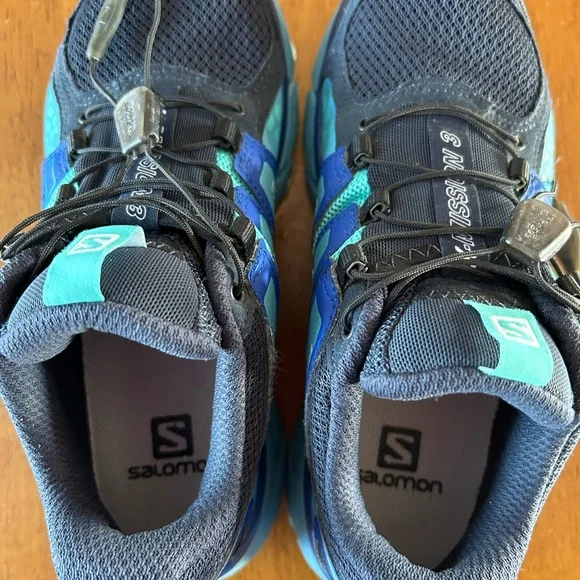 Salomon Women’s X Mission 3 Black and Blue Athletic Shoes with Breathable Mesh - Picture 2 of 5